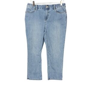 Chicos Jeans Womens 0 4 Blue Capri Light Wash Denim Cropped Cotton‎ Stretch